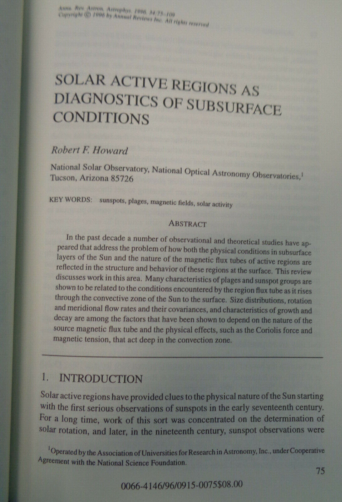 Annual Review of Astronomy and Astrophysics 1996