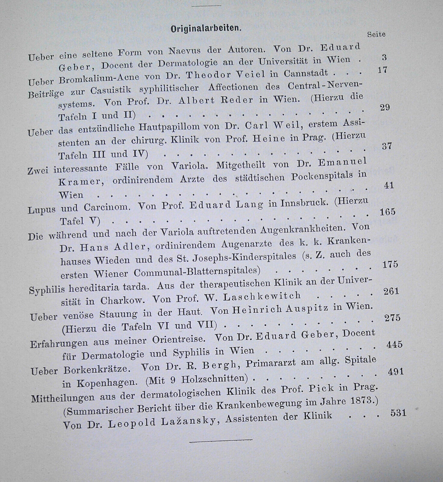 Vierteljahresschrift Fur Dermatologie Und Syphilis. I  Jahrang 1874 Viertes Heft