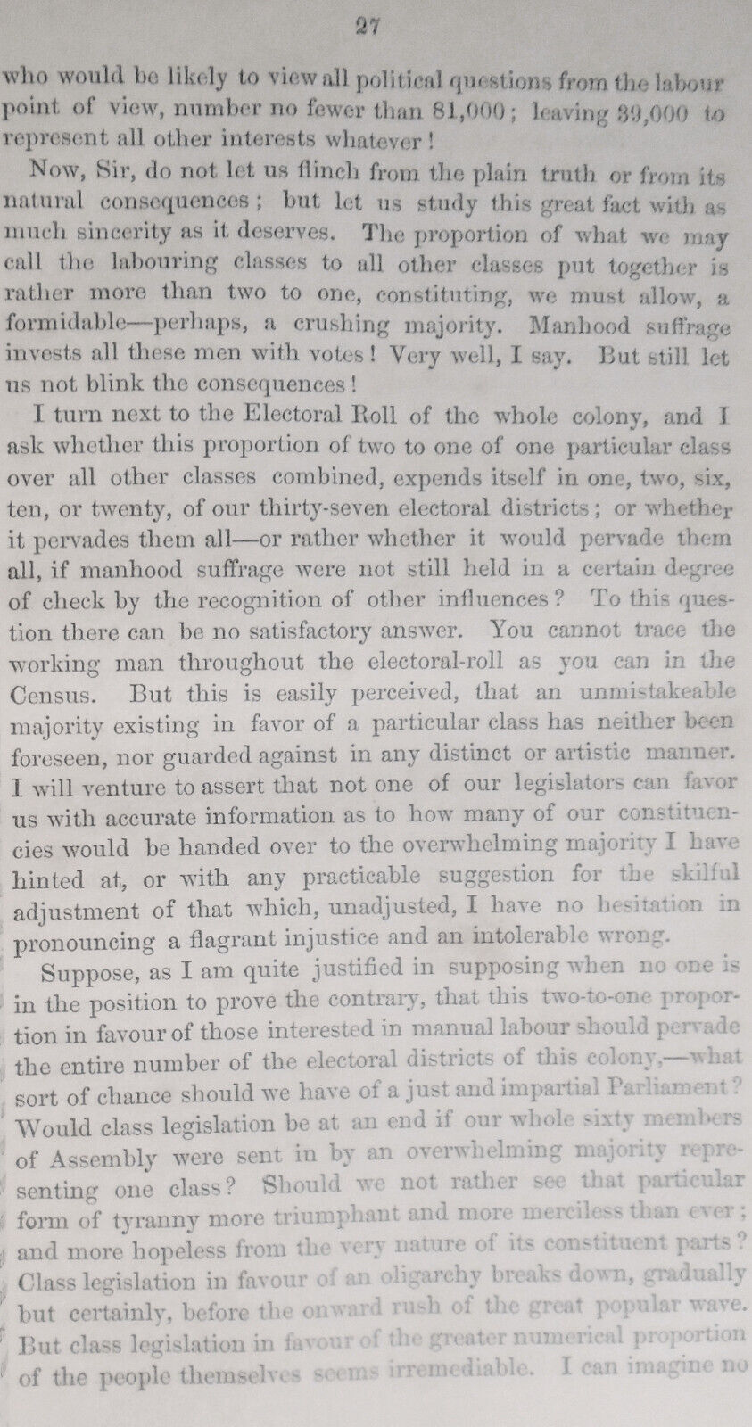 [Australia voting rights] 1857 An enquiry into the principles of representation