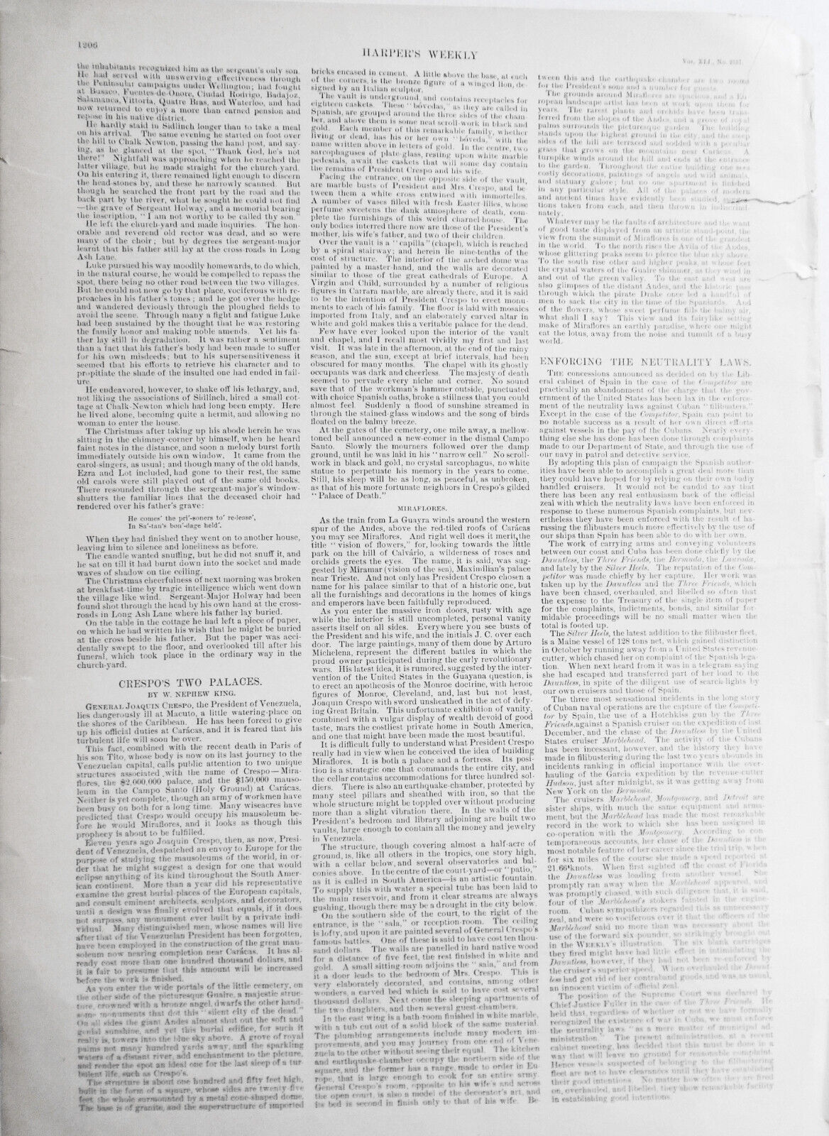 Enforcement of Neutrality Laws / Crespo of Venezuela - Harper's Weekly 1897