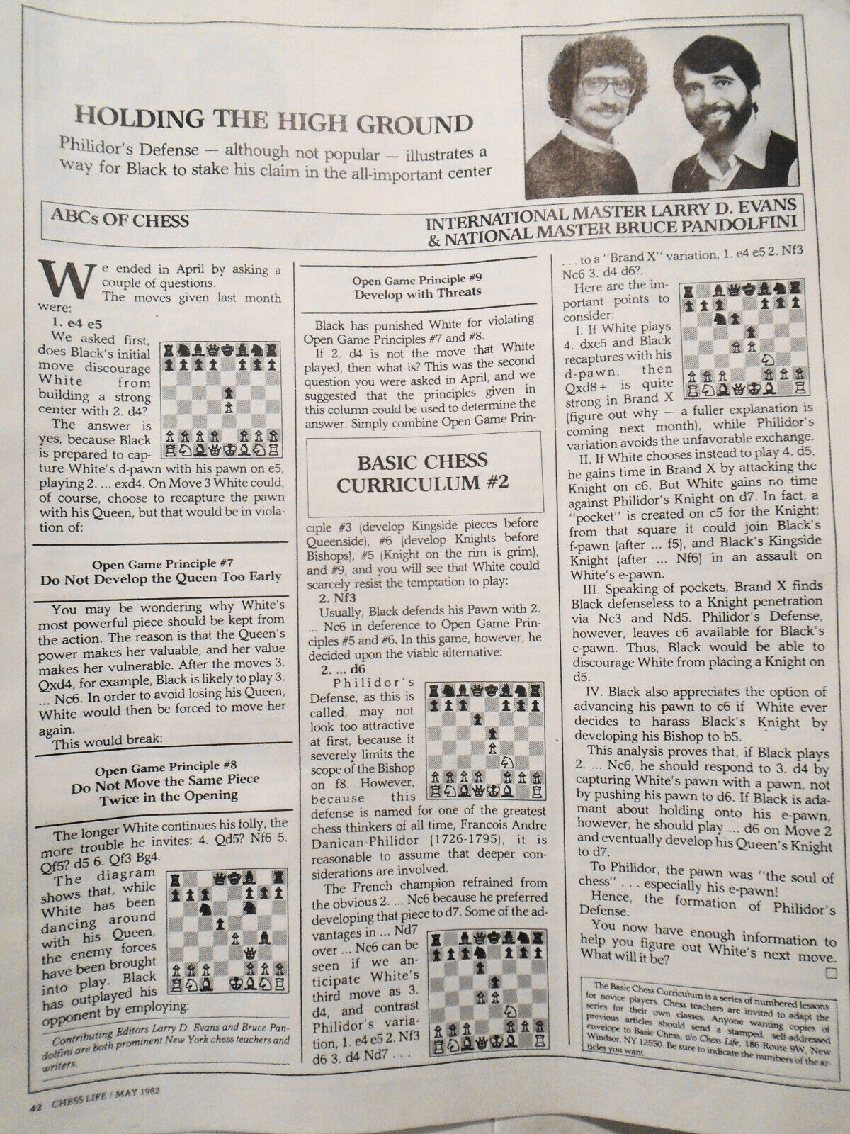 Basic Chess Curriculum by Bruce Pandolfini & Larry Evans 1983. 12 1-page lessons
