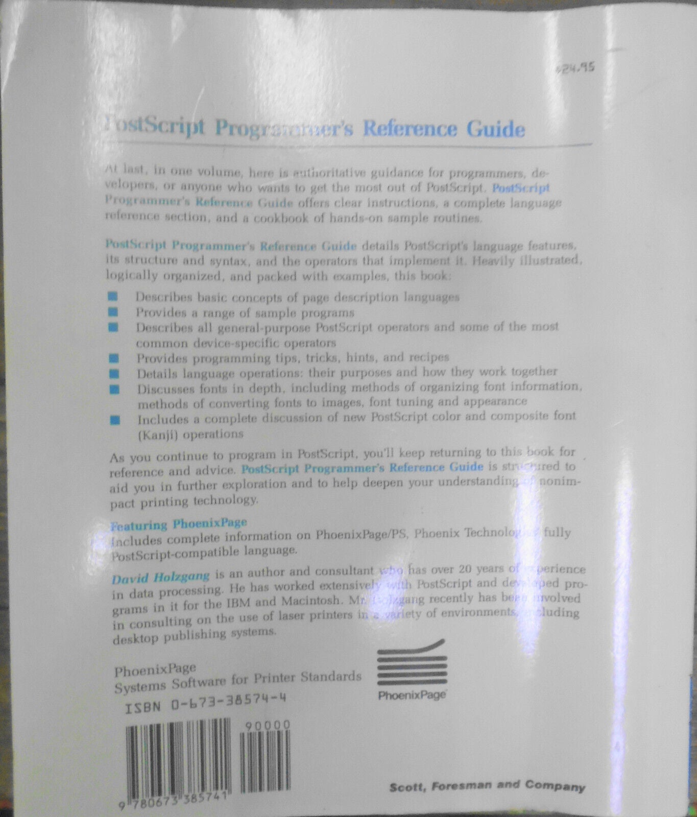 Postscript Programmer's Reference Guide: Featuring Phoenix Page by David Holzang