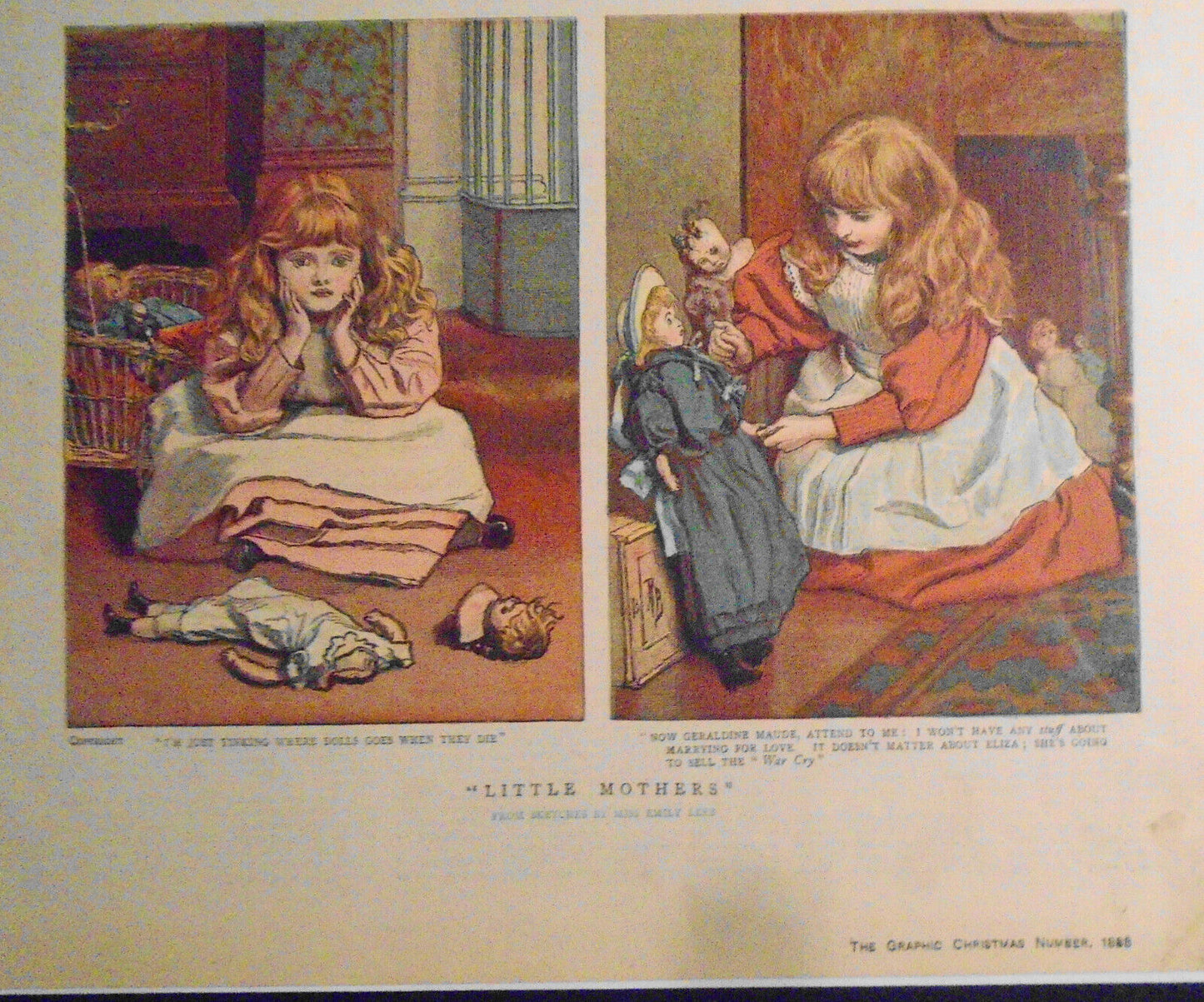 Little Mothers - Graphic Christmas Number 1888. Original sketches by Emily Lees.