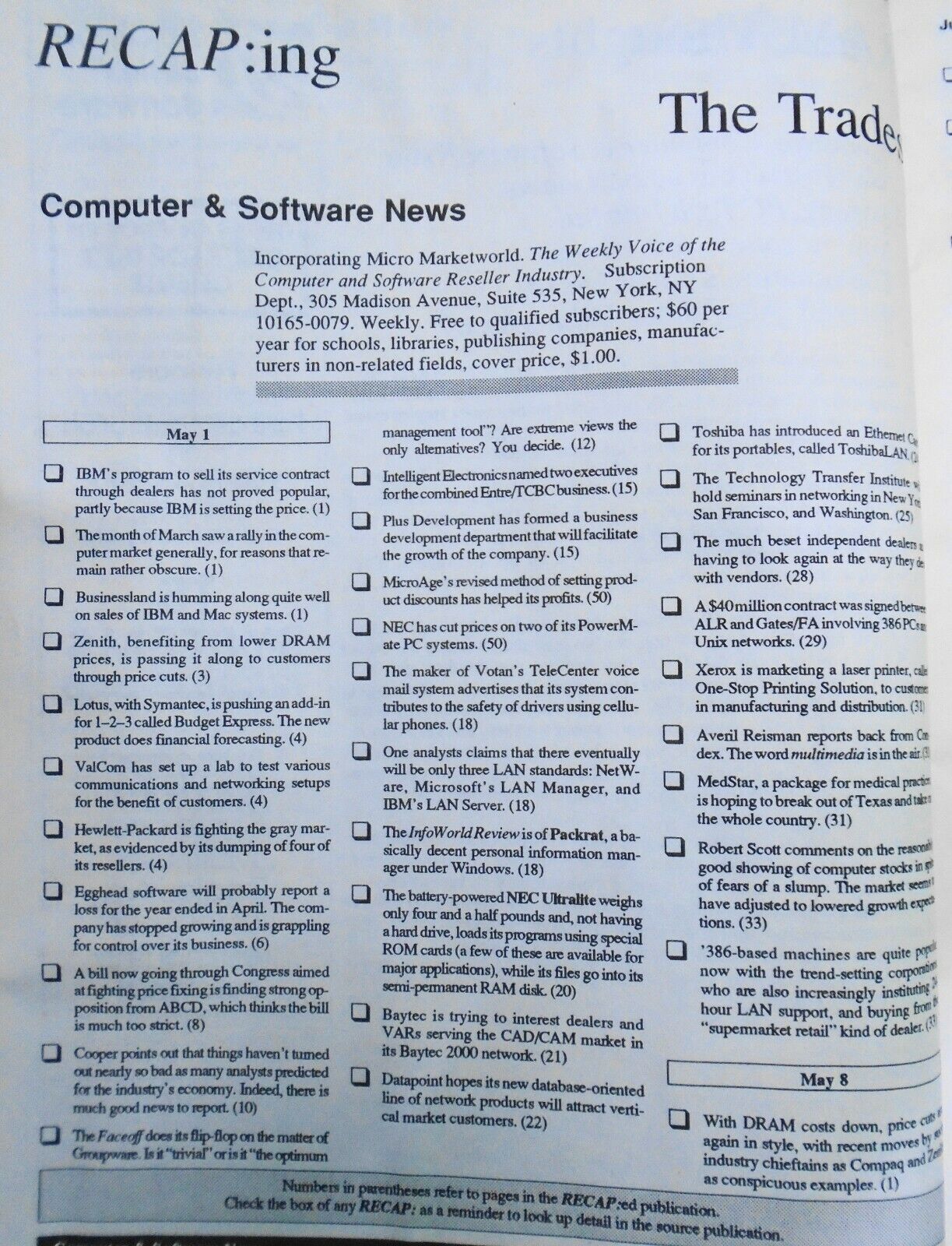 Recap : PC, June 1989. Monthly digest about IBM PCs and compatibles.