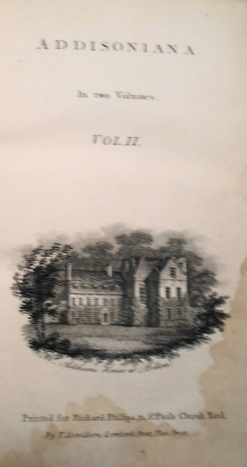 1803 Addisoniana - with sketch of life of Addison & 7 letters engraved - 2 vols.