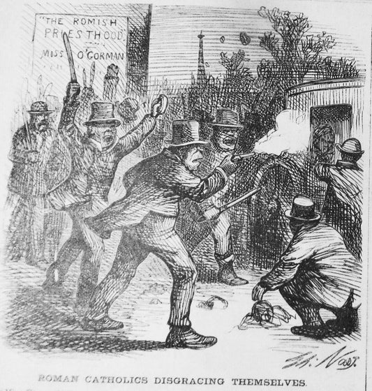 Roman Catholics Disgracing Themselves, by Th. Nast. Harper's Weekly, May 7, 1870