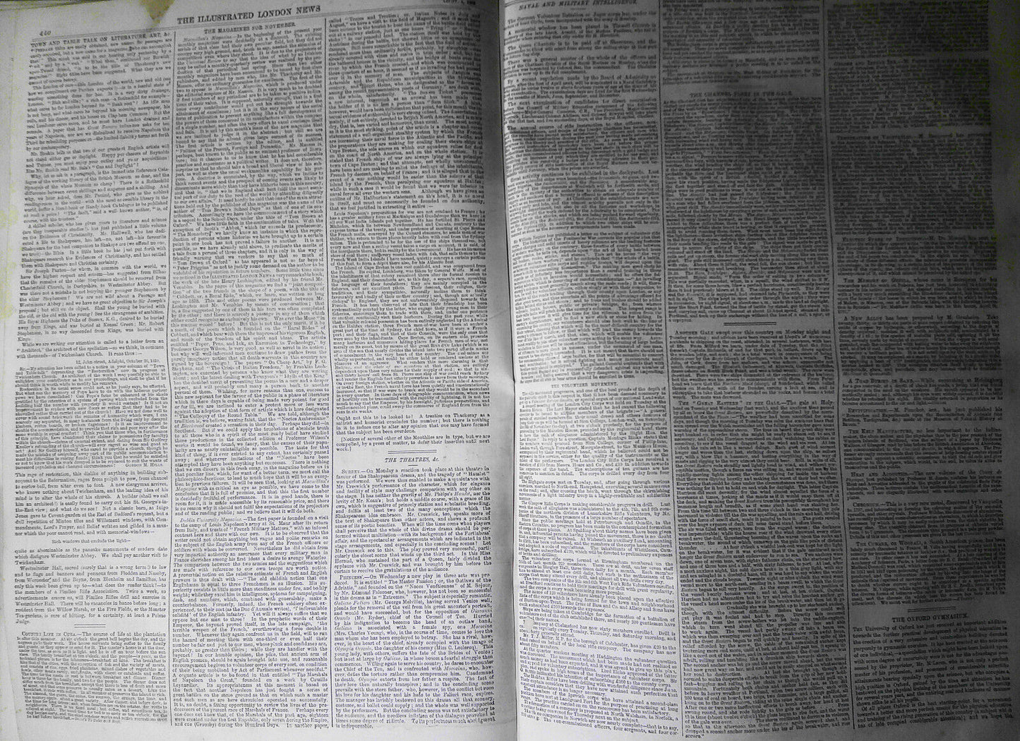 Illustrated London News, Nov. 5, 1859. Oxford University Museum & Gymnasium etc
