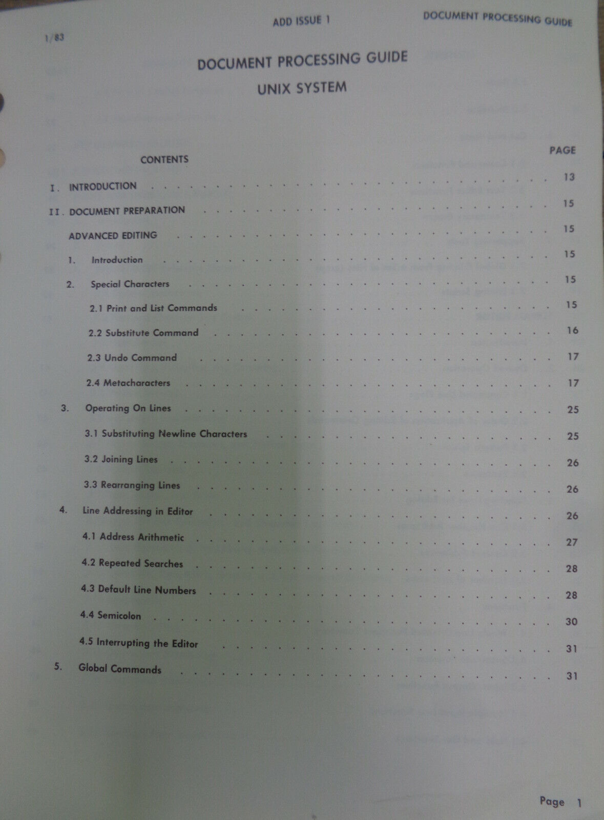 UNIX system - Document processing guide, by Western Electric 1983