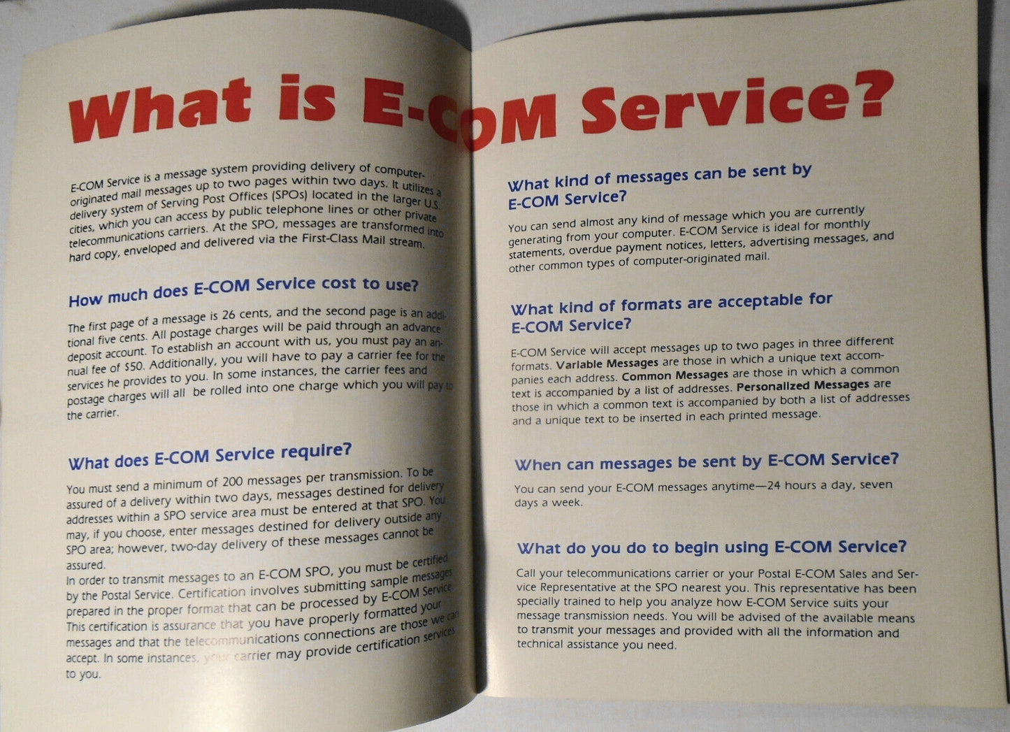 1982 United States Postal S Brochure: E-COM, Electronic Computer Originated Mail