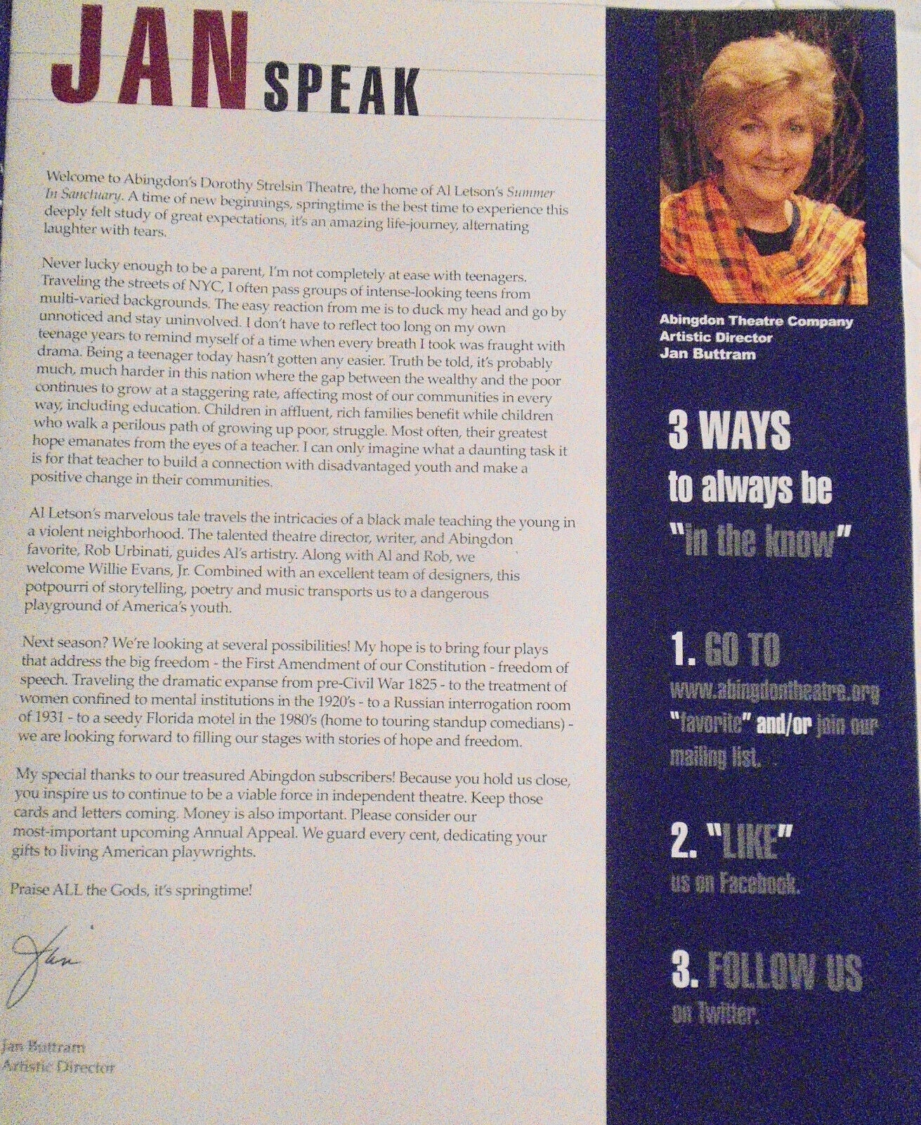 Summer in Sanctuary - Dorothy Strelsin Theatre 2011 - Souvenir program & inserts