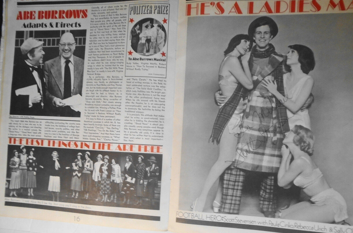 SIGNED Alice Faye & Stubby Kaye, et al   Good News souvenir Program, 1974
