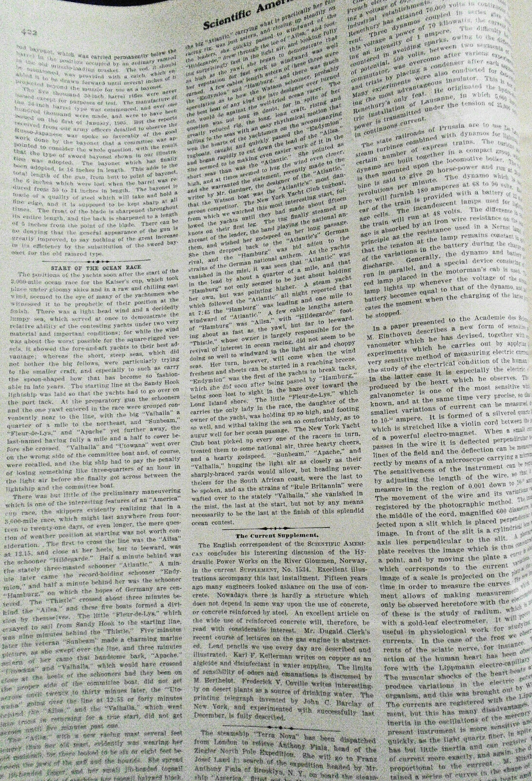 3,000 Mile Ocean Cup Race; US Racing Cars... Scientific American - May 27, 1905