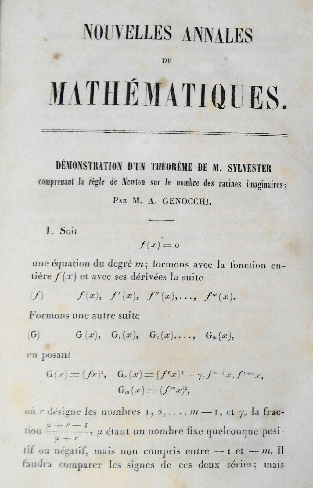 Nouvelles Annales De Mathematiques. 1867. Second Series, Tome 6.