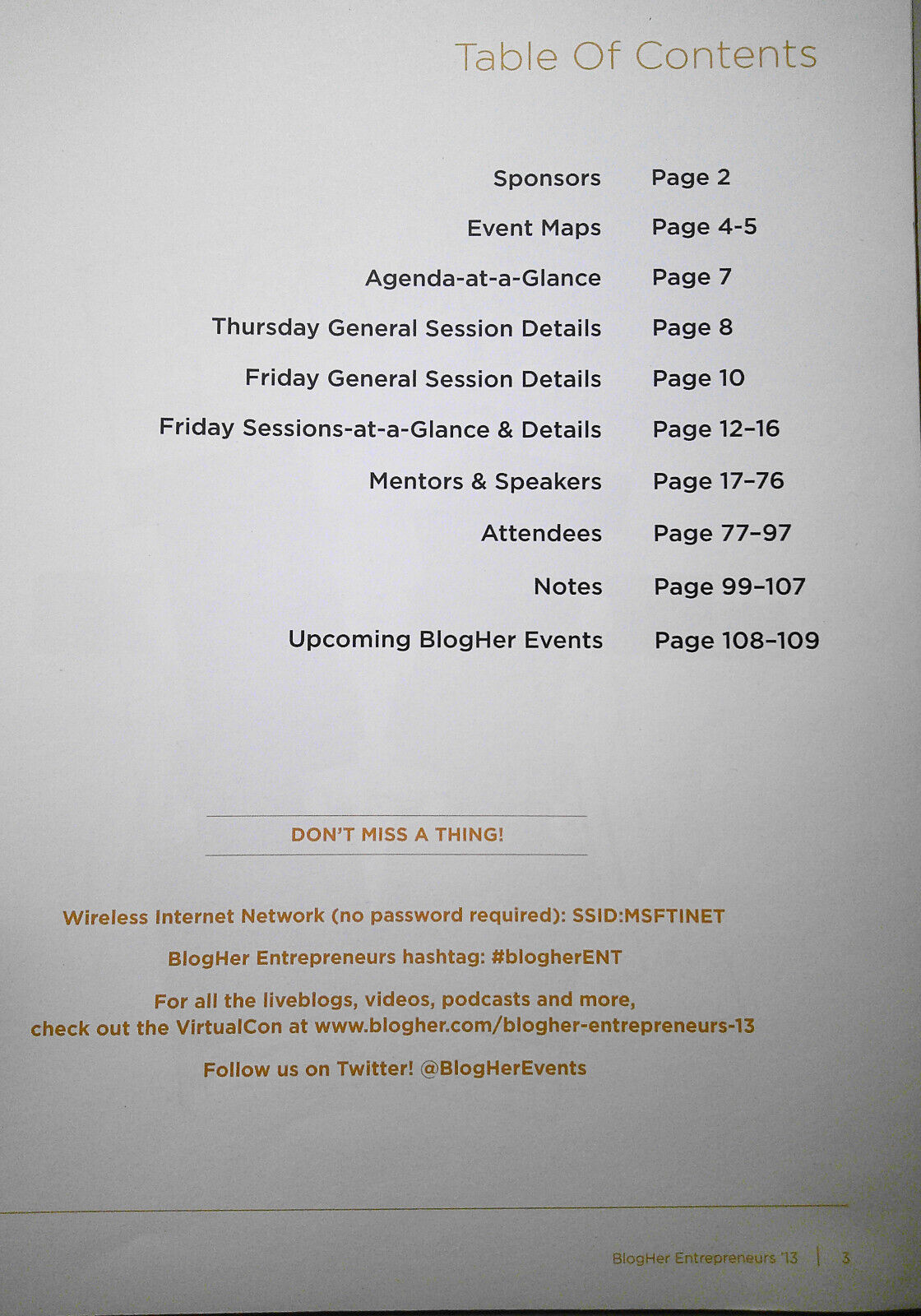 BlogHer Entrepreneurs Conference 2013 program book. Silicon Valley, March 21-23