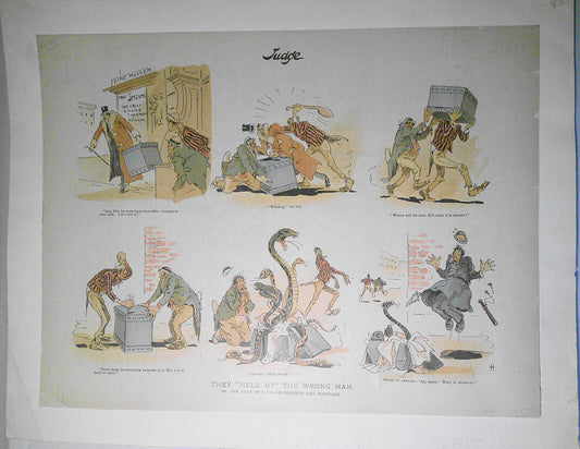 1894 They Held Up the Wrong Man - Tale of Snake-charmer. Judge Magazine original