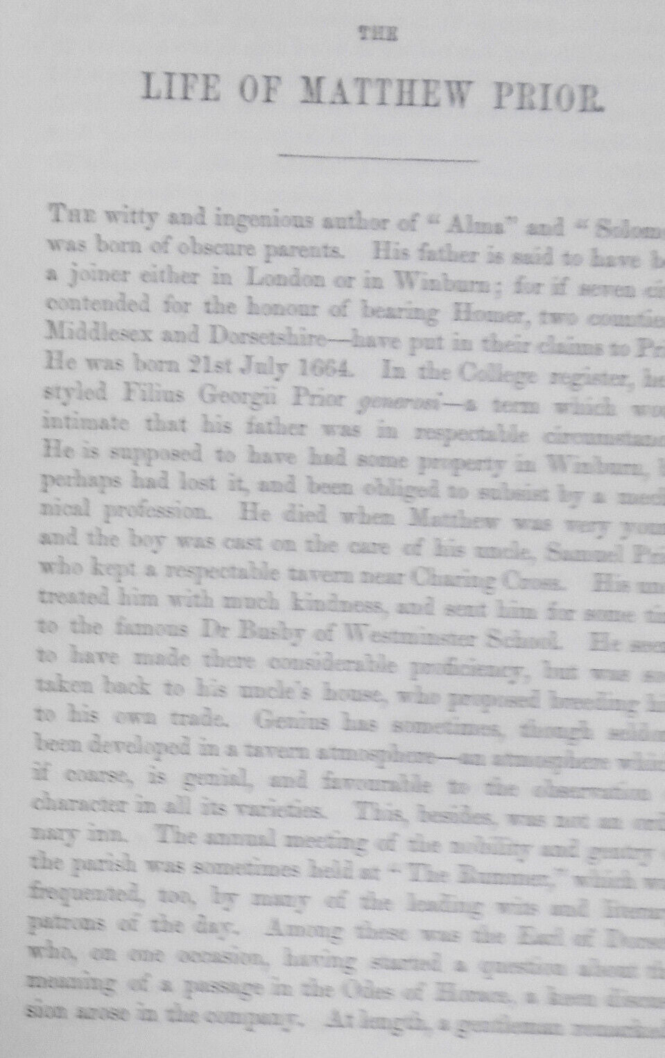 1858 The  Poetical Works of Matthew Prior, With Memoir and Critical Dissertation