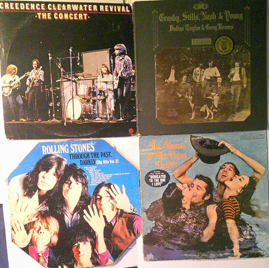 4 Classic rock LPs - Creedence Clearwater, Stones, Crosby Stills, Mamas & Papas