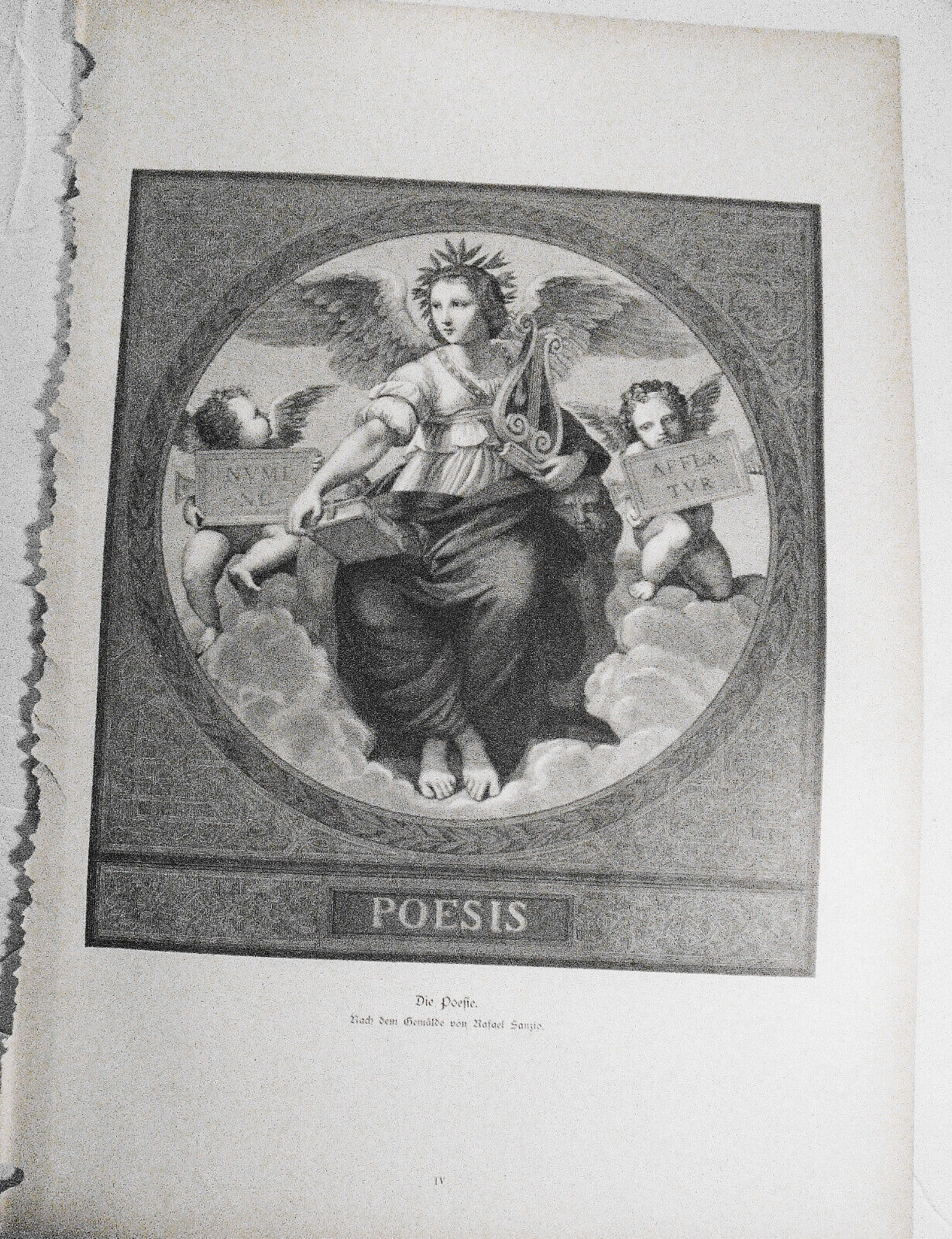 Die Poesie, by Rafael Sanzio  --  1884 Original print