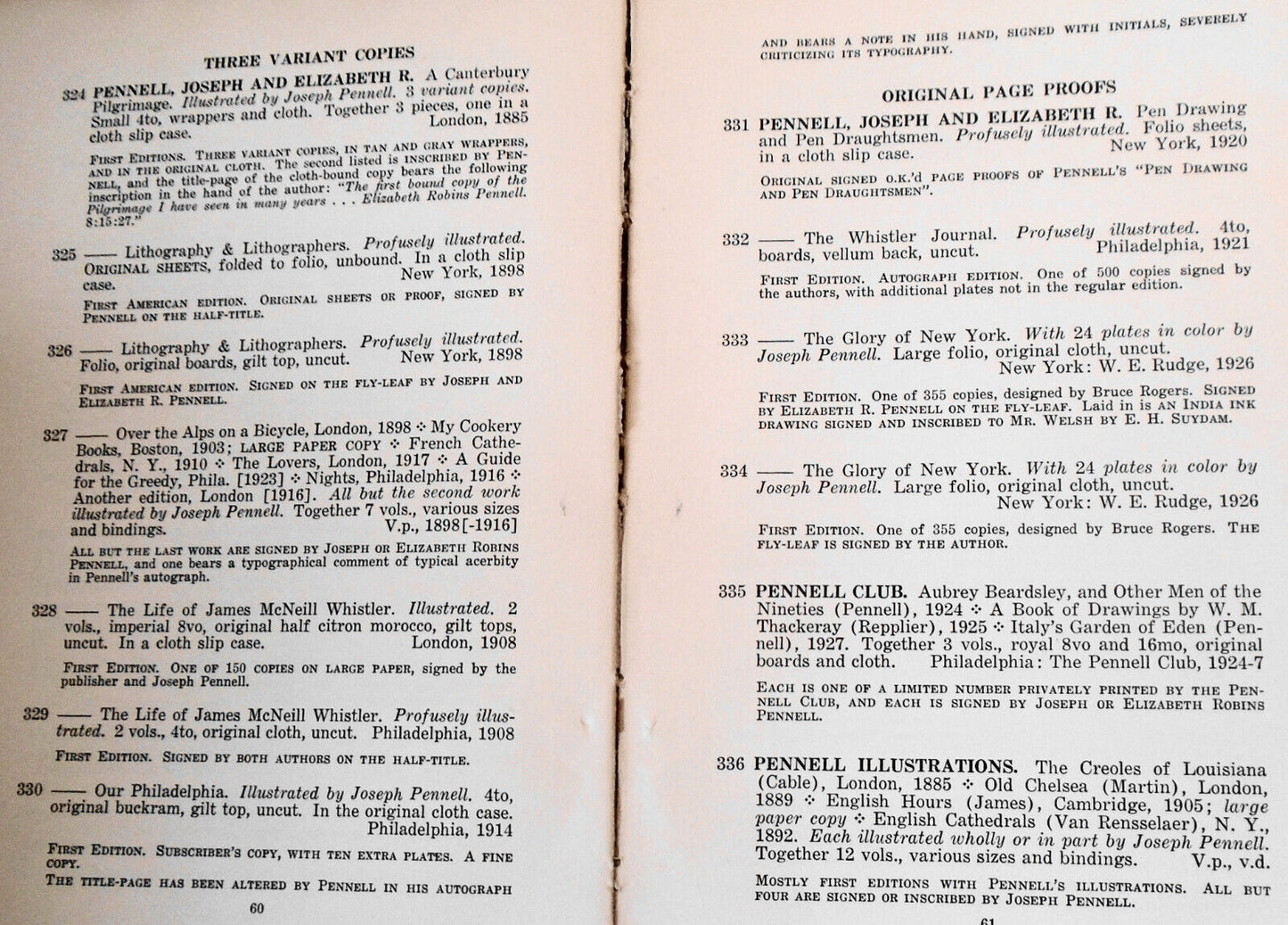 Important bibliographies... John Boyd Thacher; Joseph Pennell collection - 1938