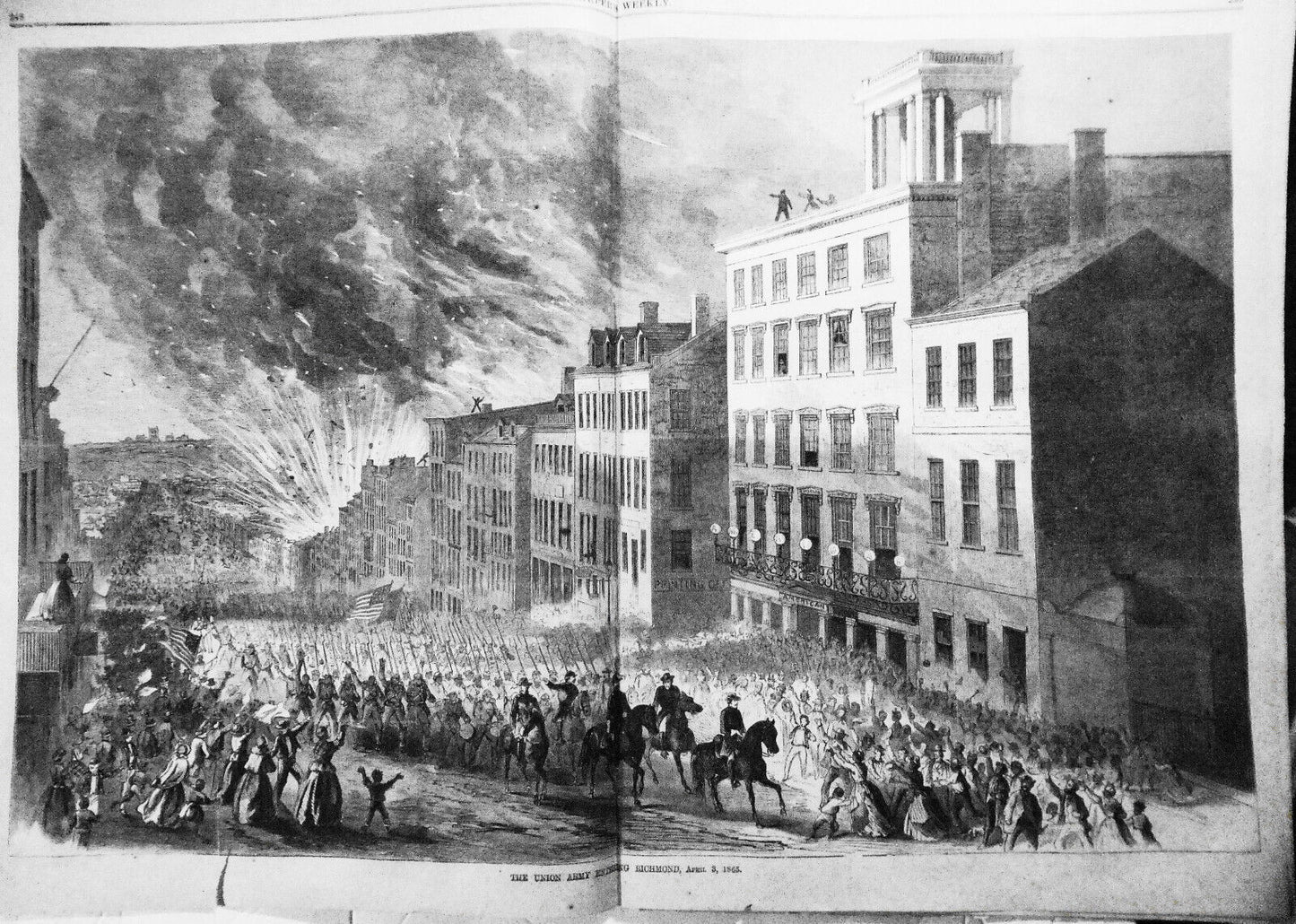 "The Union Army Entering Richmond, April 3, 1865"  -  Harper's Weekly, Original