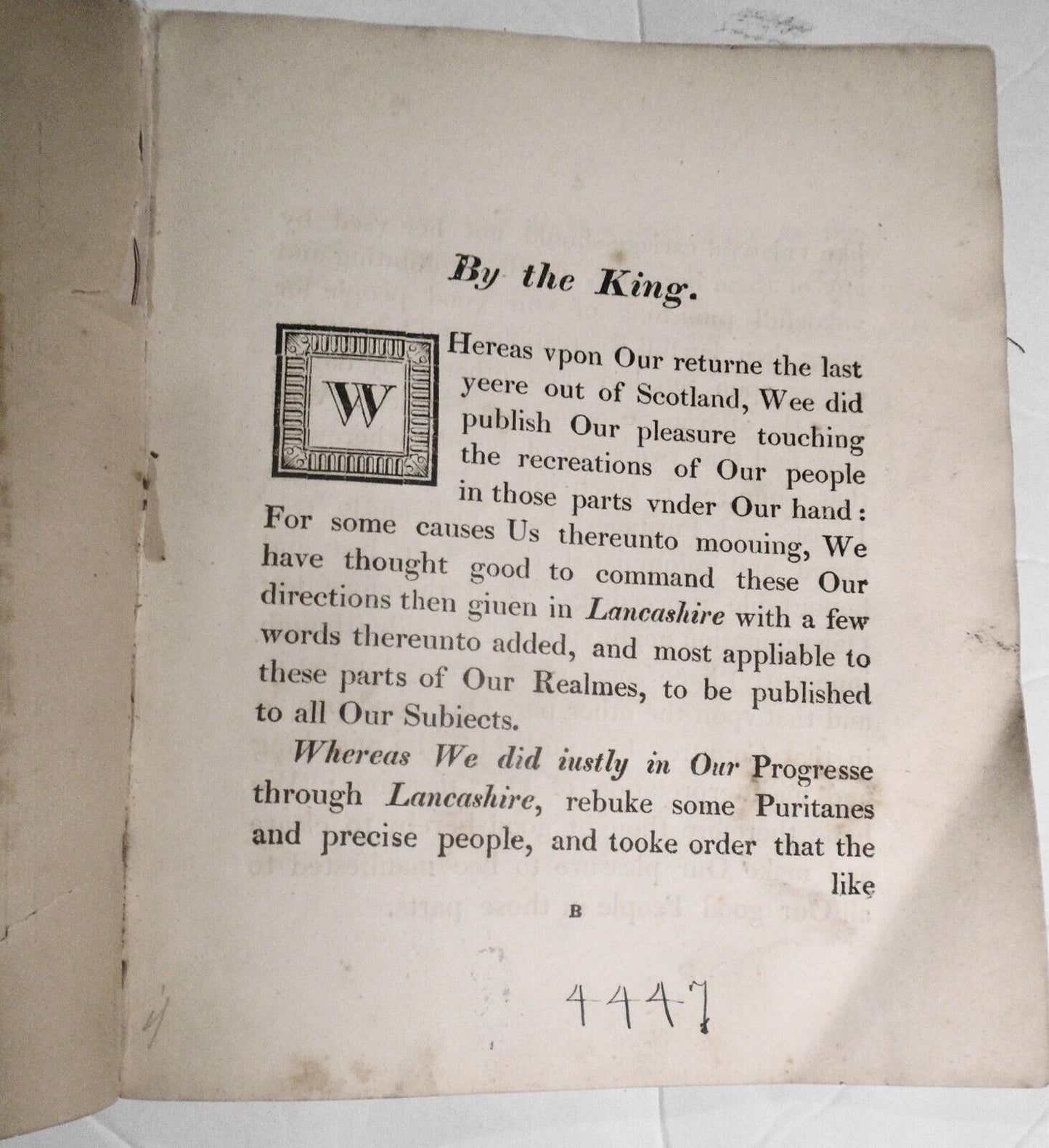 1817 The King's majesties declaration to his subjects, concerning lawful sports