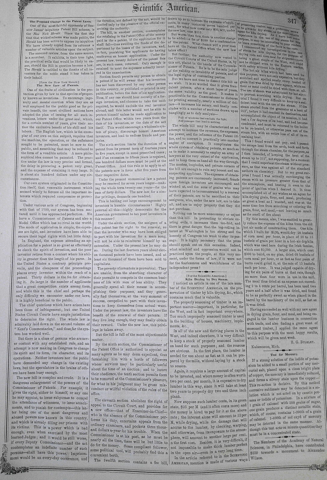Scientific American, July 12, 1856. Corn planter; oscillating engines; gold etc