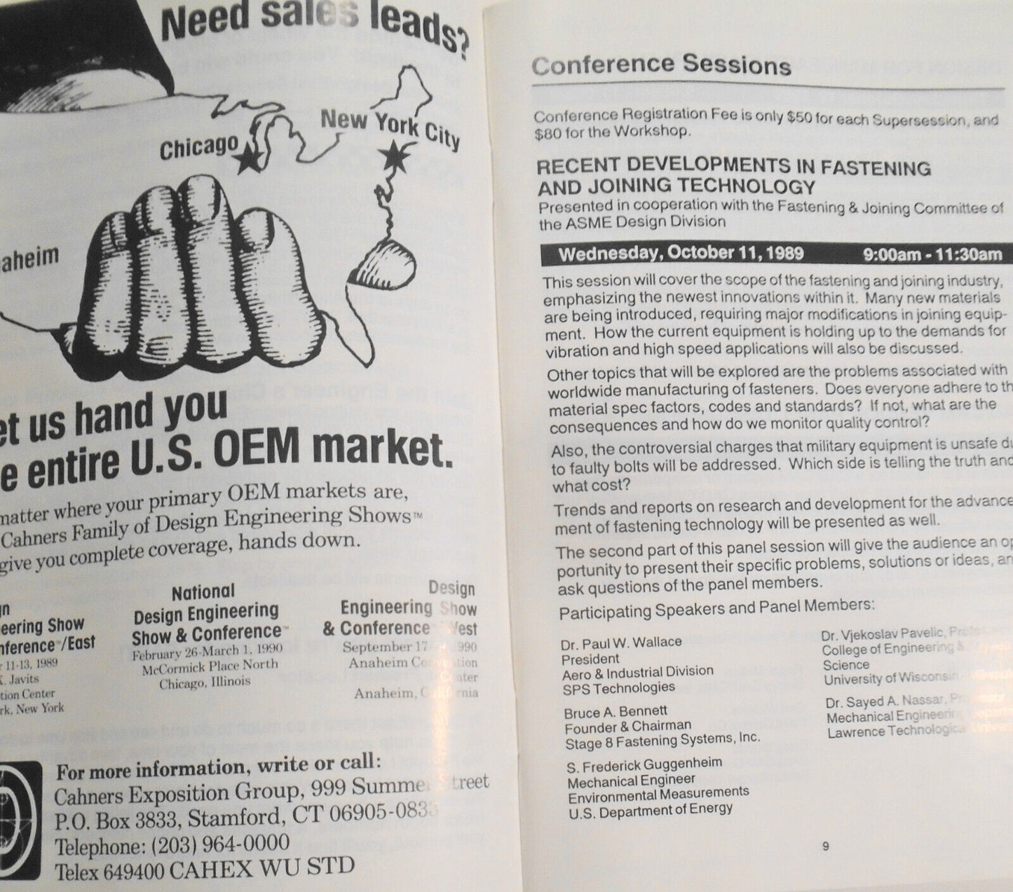 1989 Design Engineering Show & Conference Official Directory & Buyers' Guide. NY