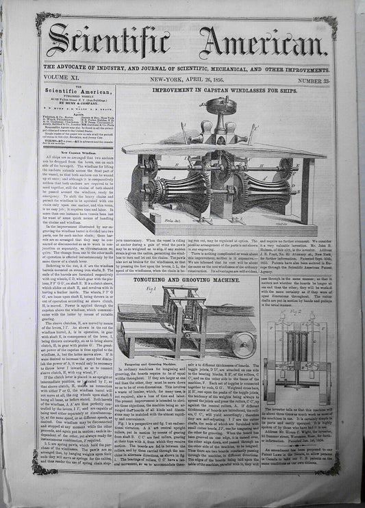 Scientific American, April 26, 1856. Steel composition; weighing scales, etc.