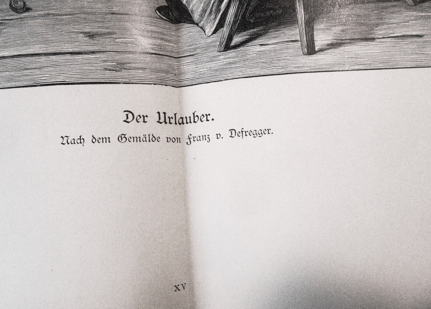 Der Urlauber, by Franz V. Defregger -- 1886 - Original antique print. 22x16 in.