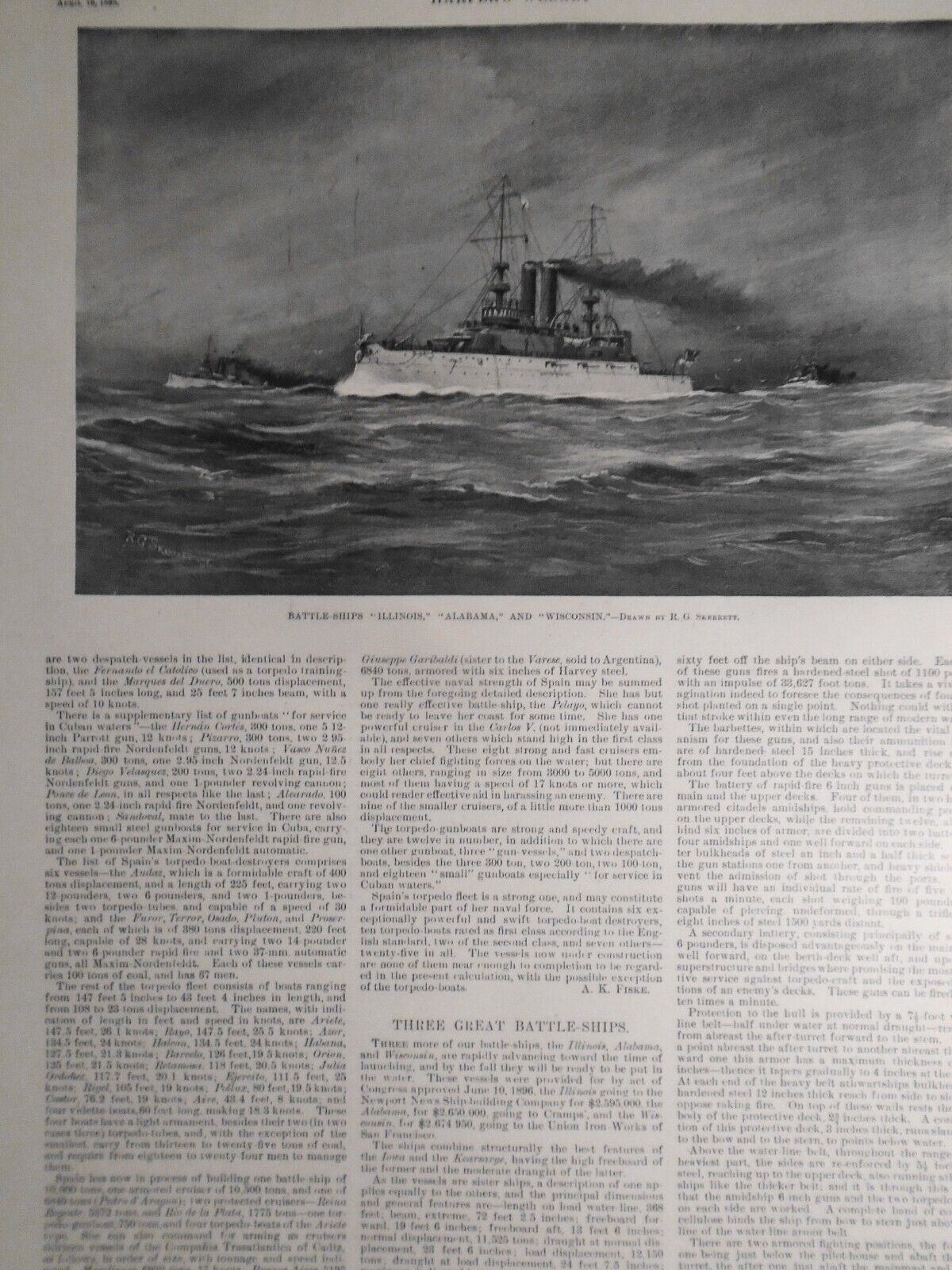 Harper's Weekly, April 16 1898 -  Navy cruisers & yachts; Spain's Naval strength