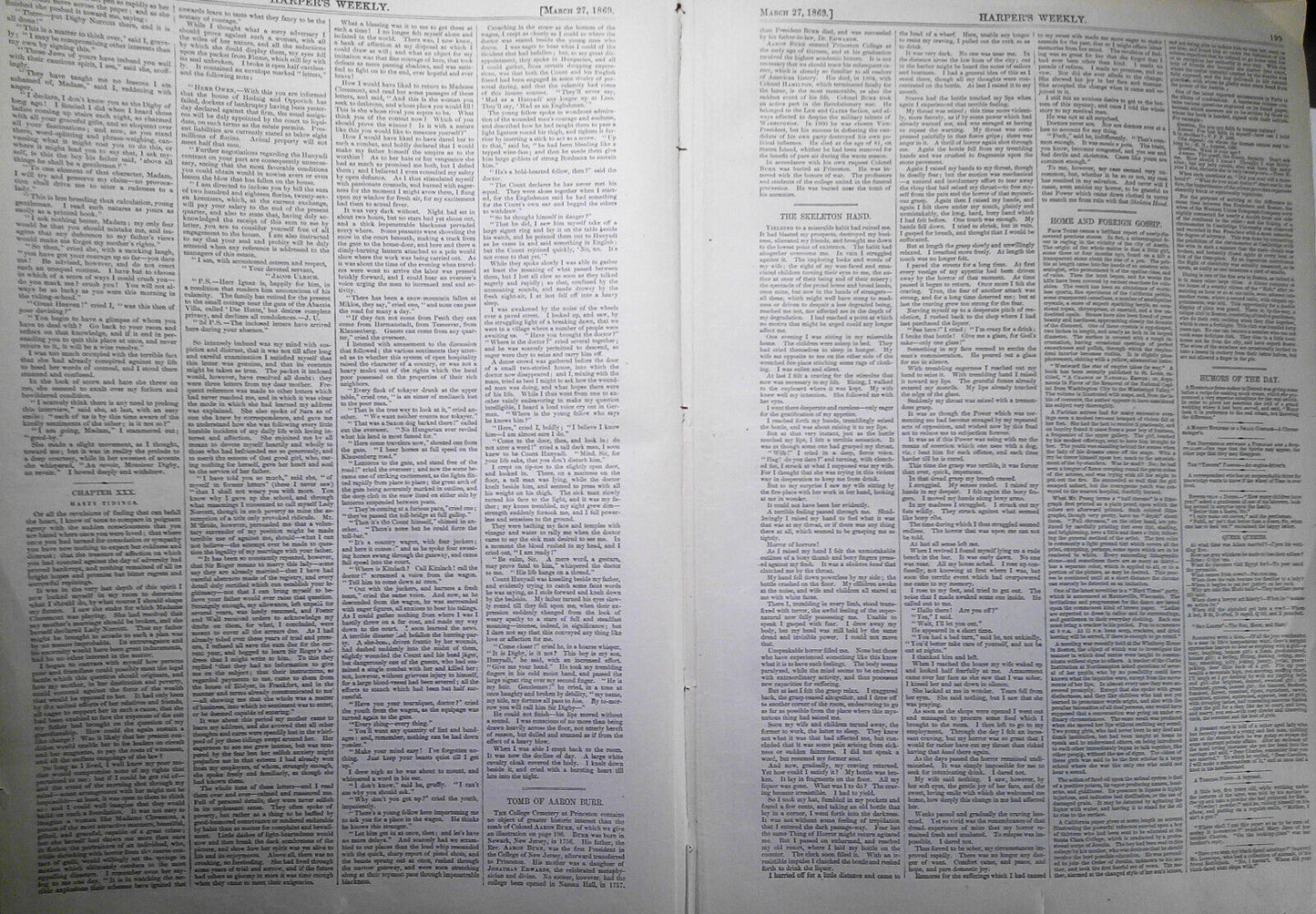 Harper's Weekly March 27, 1869 - Reconstructed cabinet; Arlington Cemetery; etc