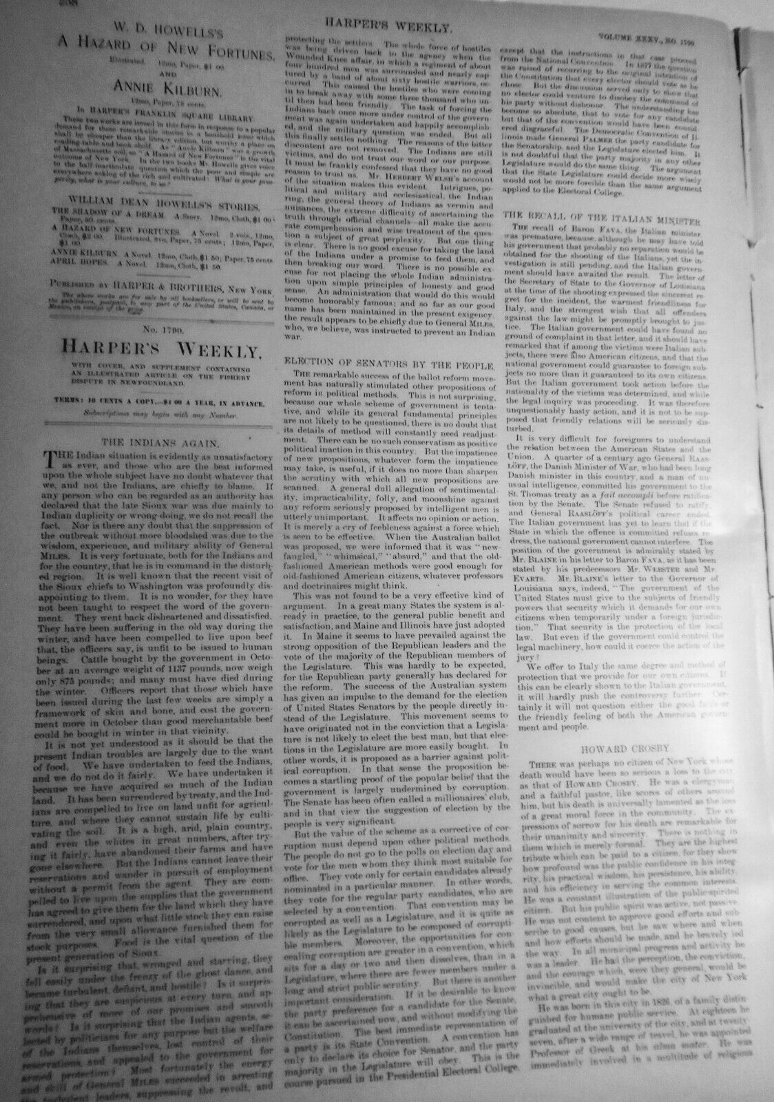 Harper's Weekly April 11, 1891 - Fishing Trouble in Newfoundland; Versailles etc