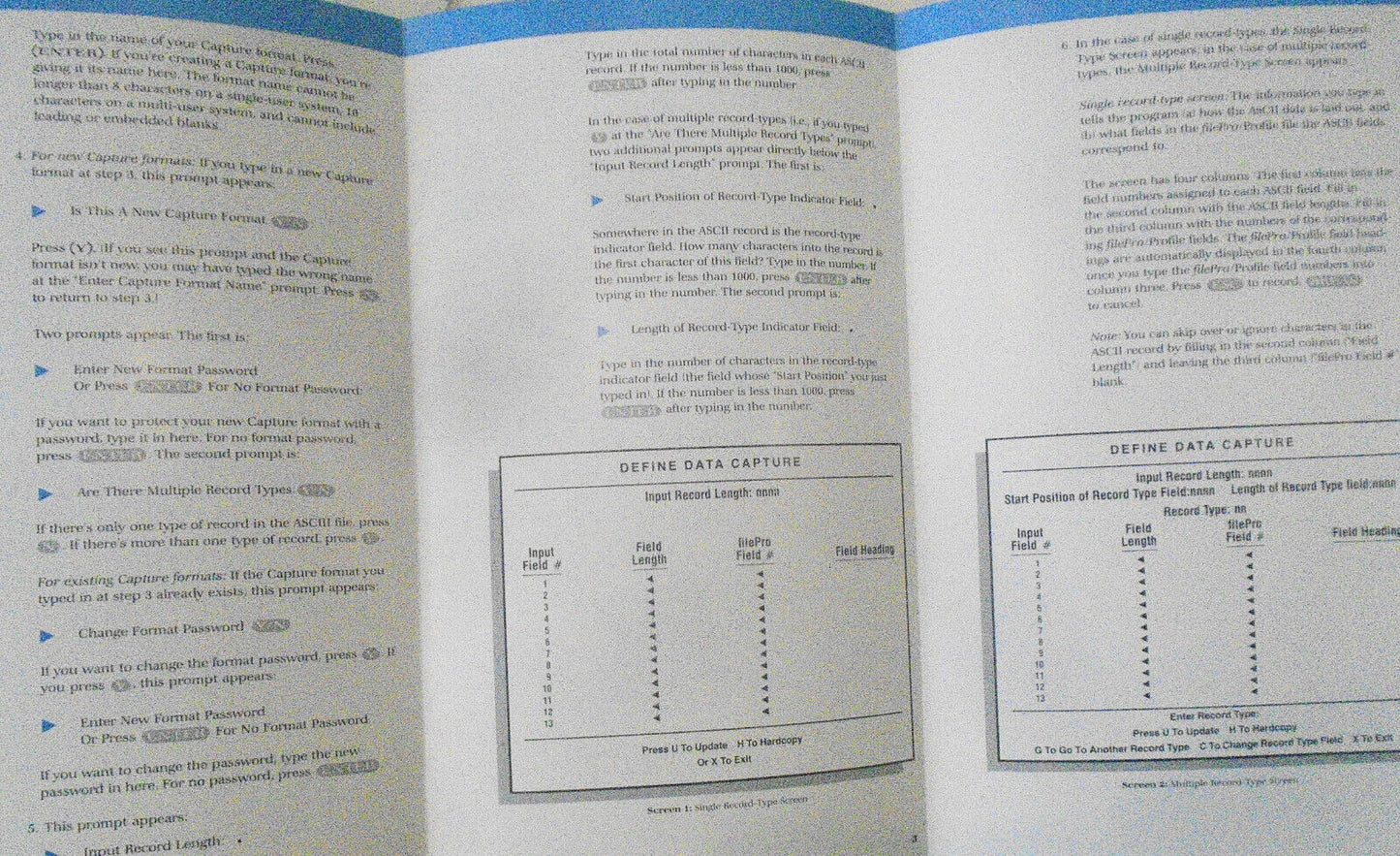 1986 Capture for FilePro  - Converting ASCII Data - User Guide & MSDOS software.