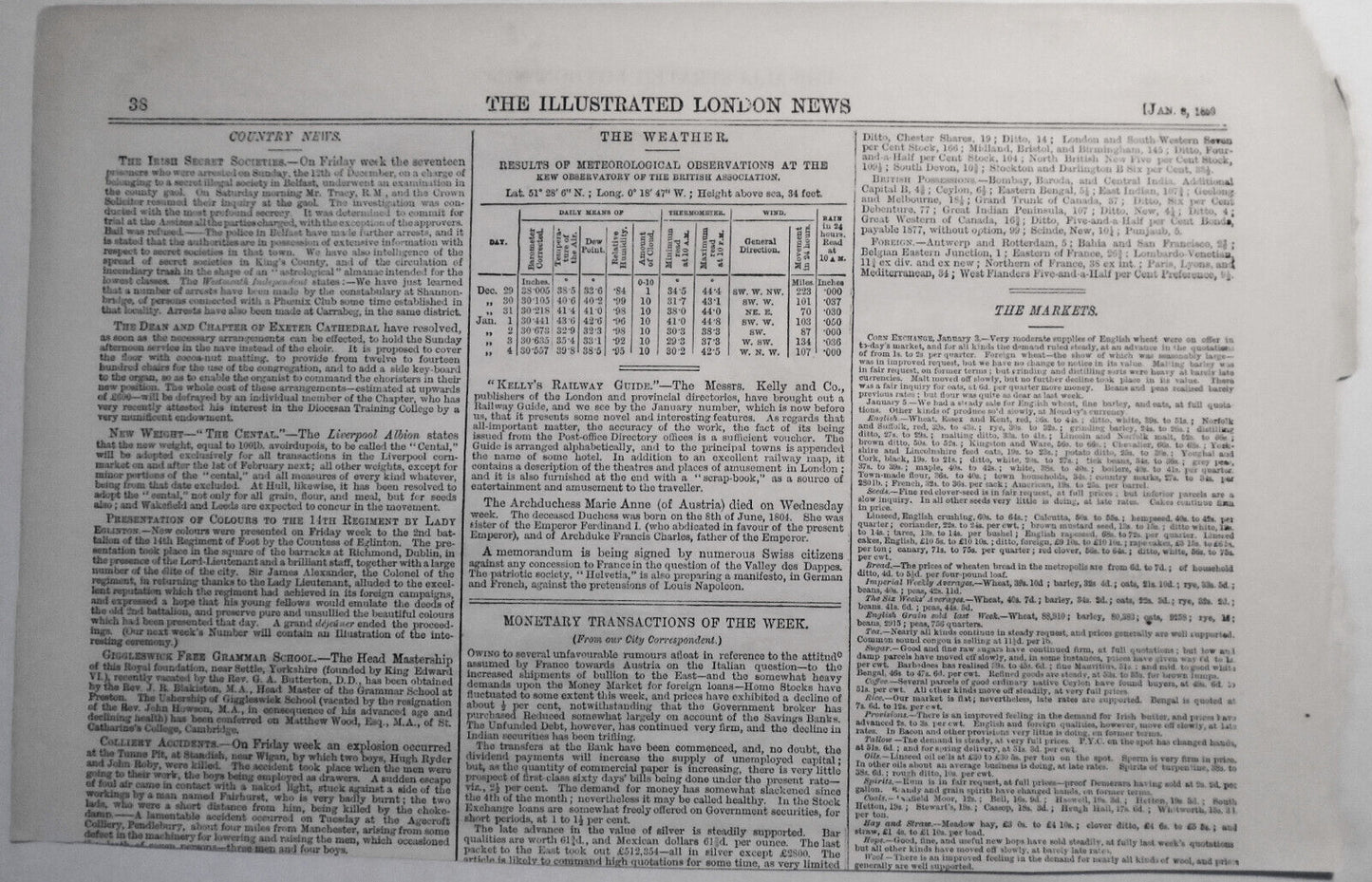 Portsmouth - Original print : Illustrated London News, January 8, 1859