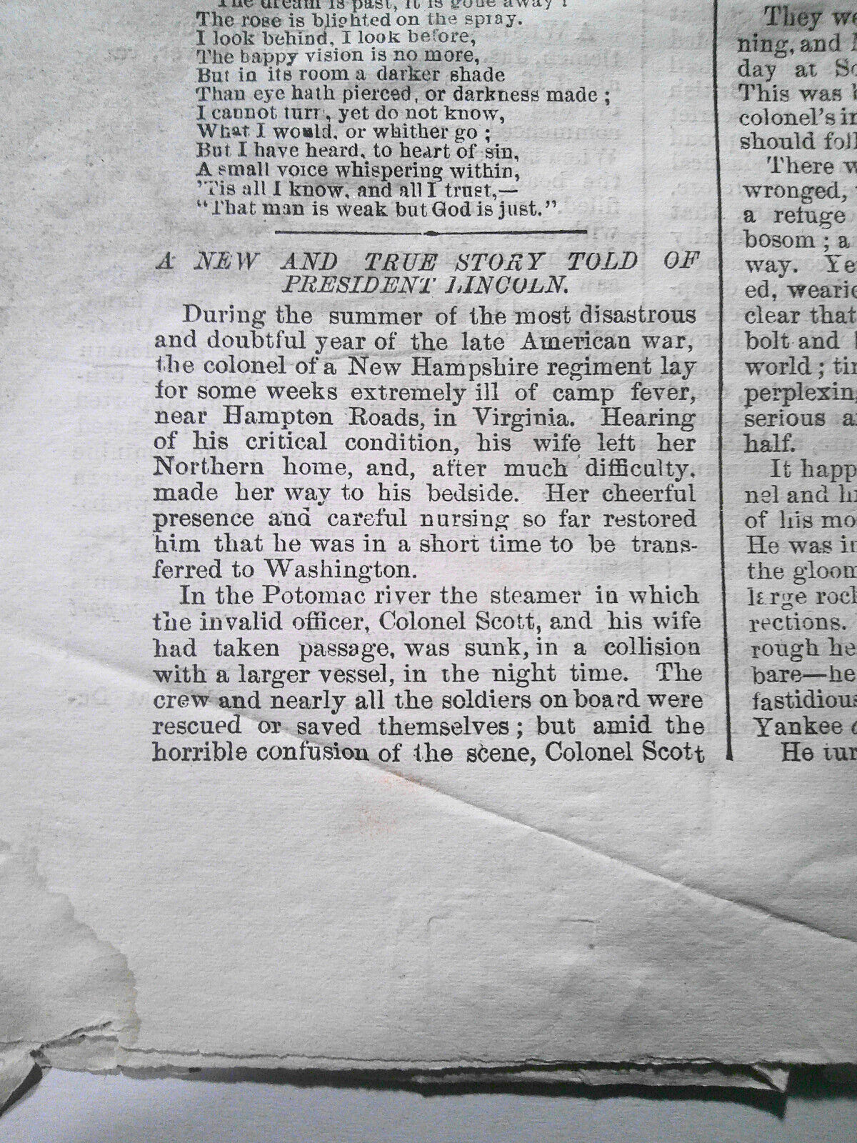 New Lincoln story; Negro on Chinese - Supplement To the Courant, Sept. 11, 1869