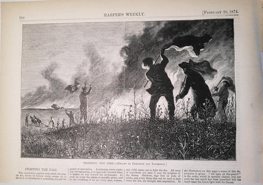 Fighting the fire, by Frenzeny.  Harper's Weekly, February 28, 1874. Original