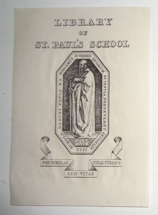 Bookplate of "Library Of St. Paul's School" - 1920's