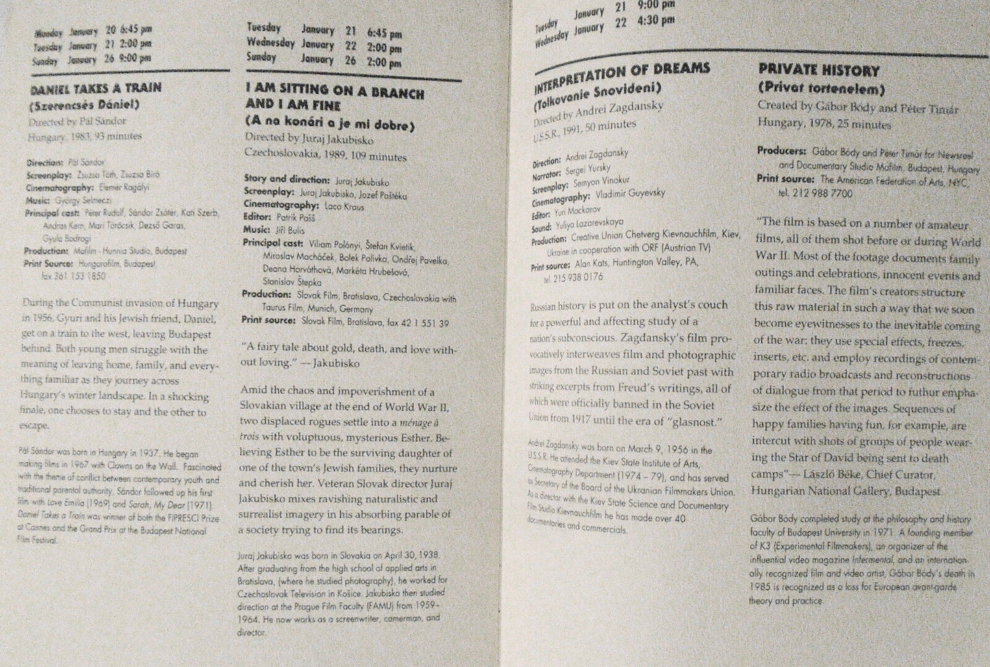 Reemergence Jewish Life in Eastern Europe - Film Festival 1992 Souvenir Program