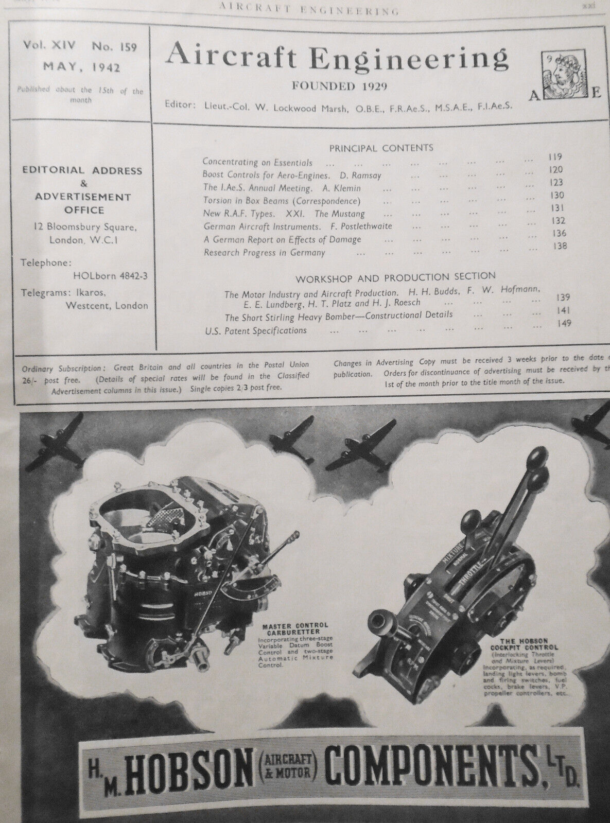 1942 Aircraft Engineering magazine - six issues - April to November