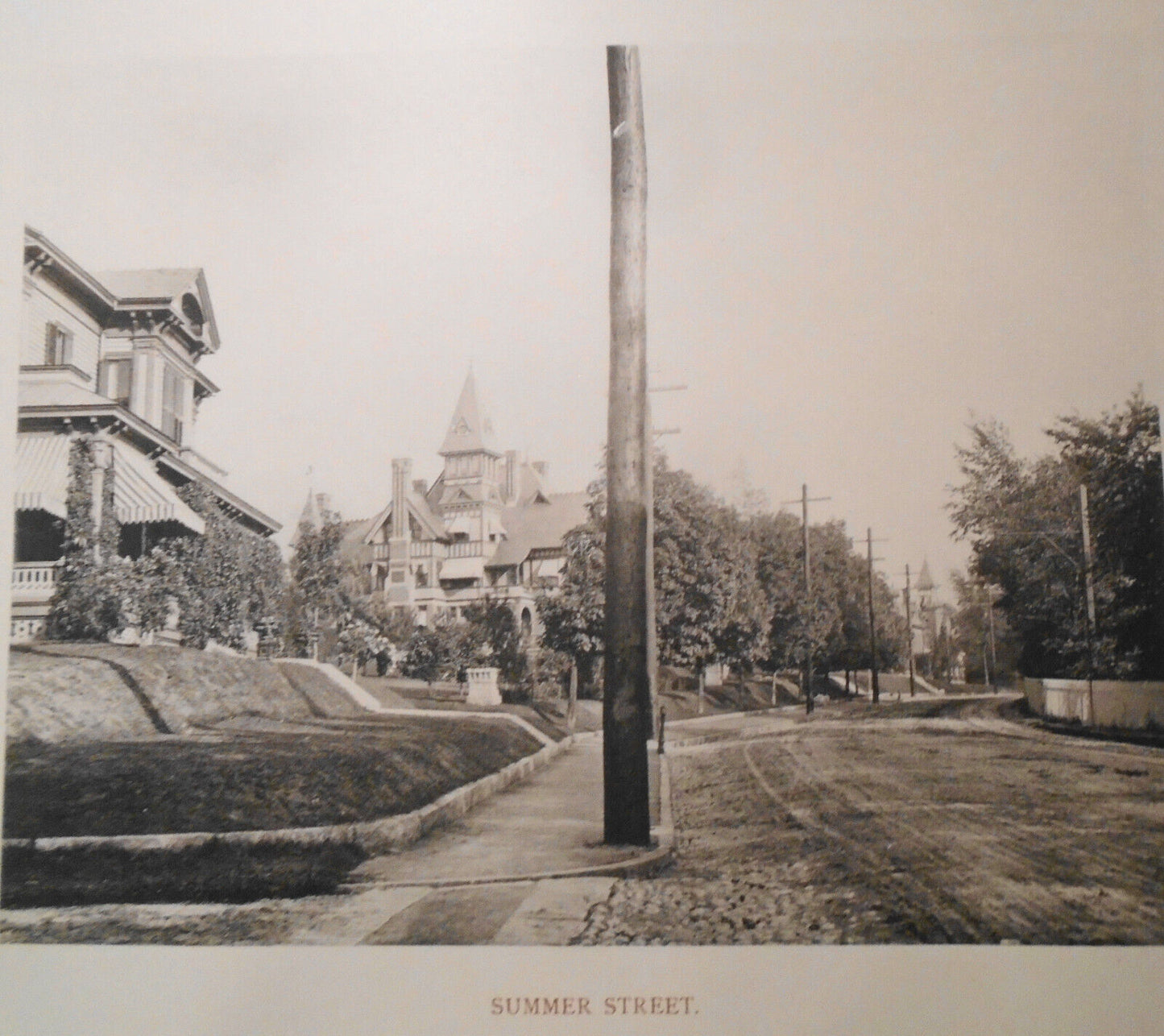Summer Street, Fitchburg Massachusetts  - print early 1900s - 13.75" x 10.25"
