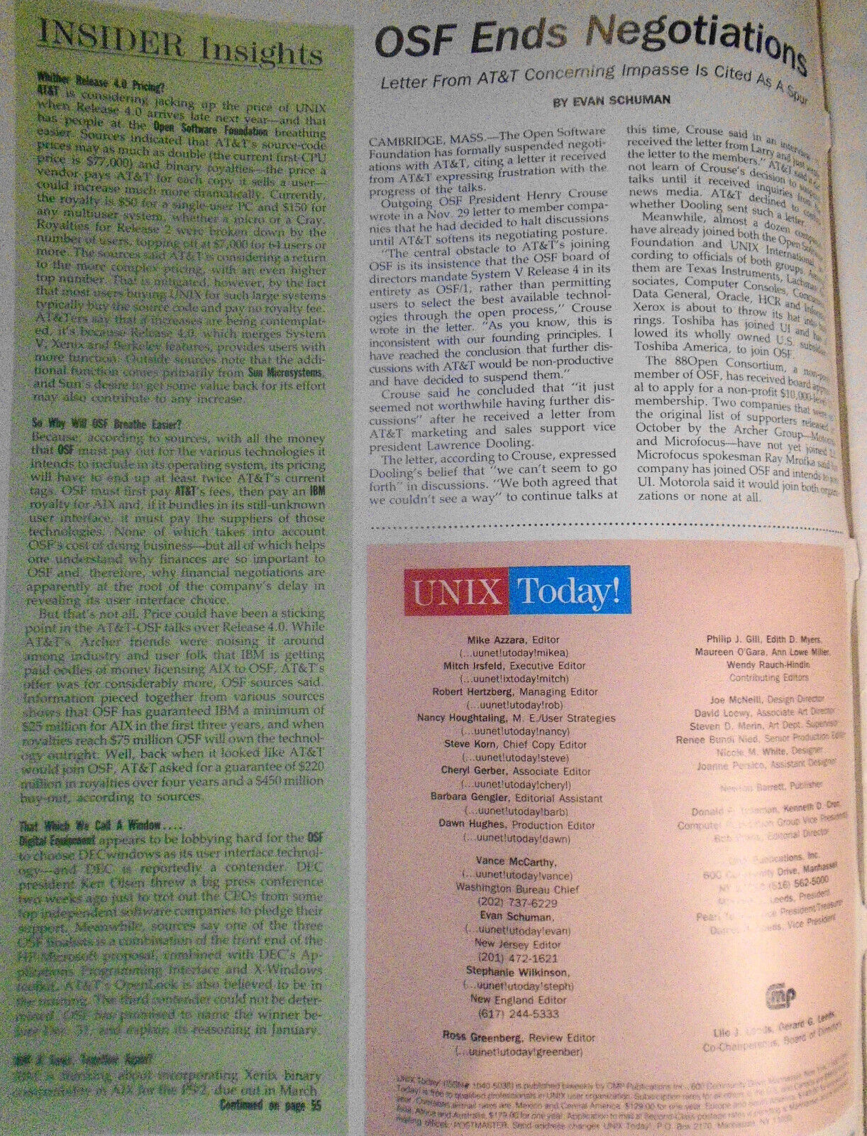 UNIX Today, December 12, 1988. The newspaper for the UNIX user community