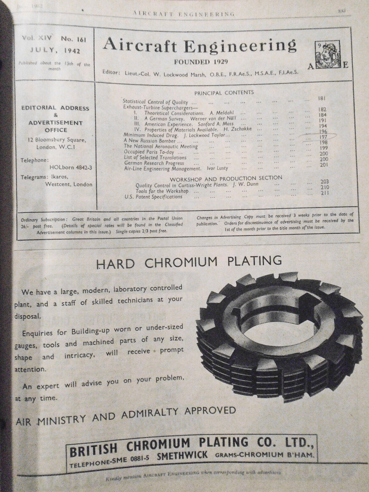 1942 Aircraft Engineering magazine - six issues - April to November