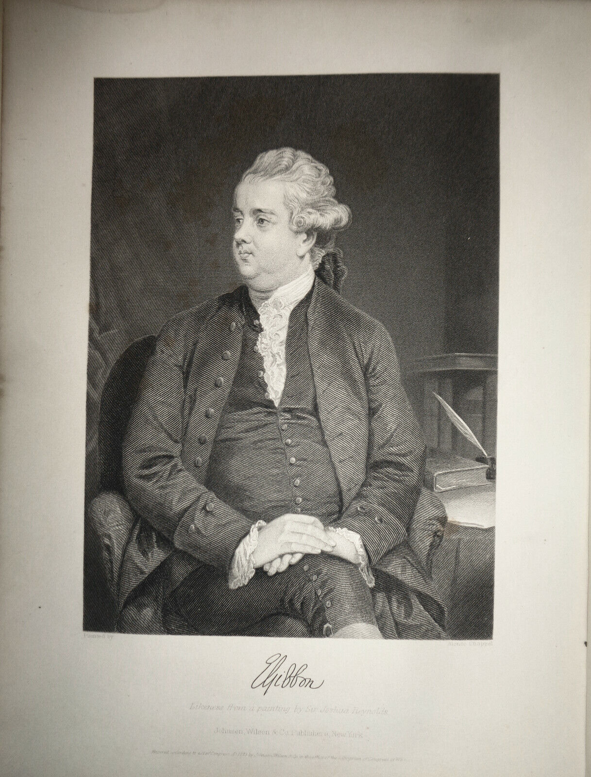 Edward Gibbon - original portrait engraving - 1876 - Duyckinck Int'l Gallerie