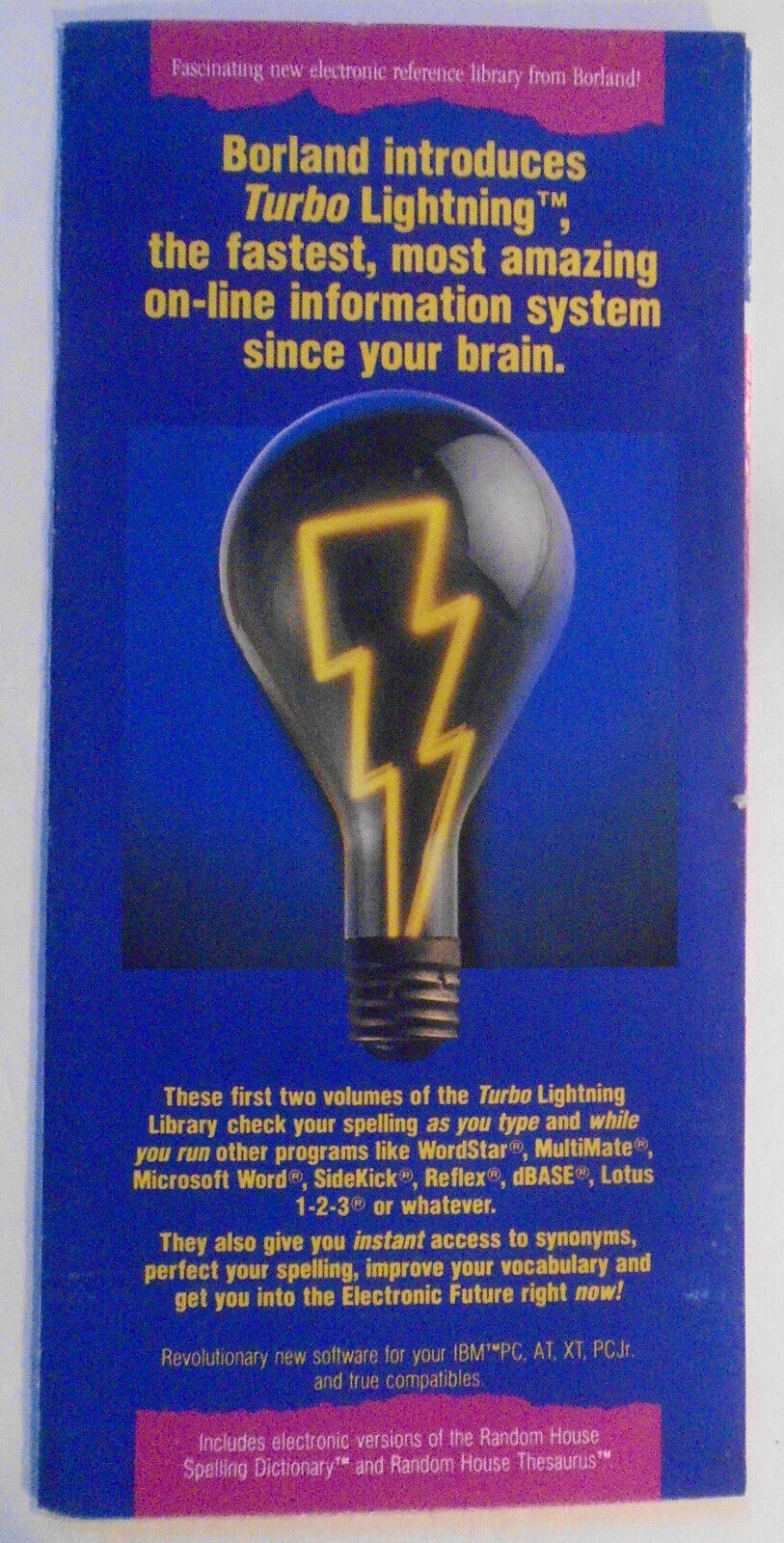 [Artificial intelligence] Borland Turbo Lightning announcement brochure [1985].