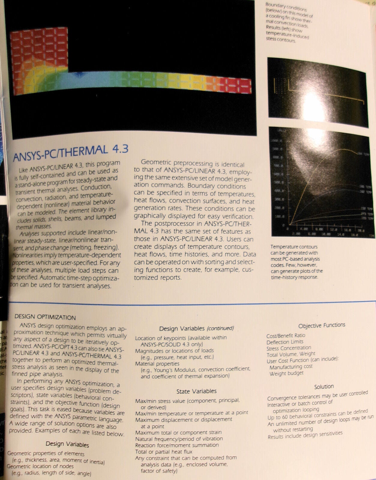 ANYSYS-PC Finite Element Analysis software Promo literature folder 1989.