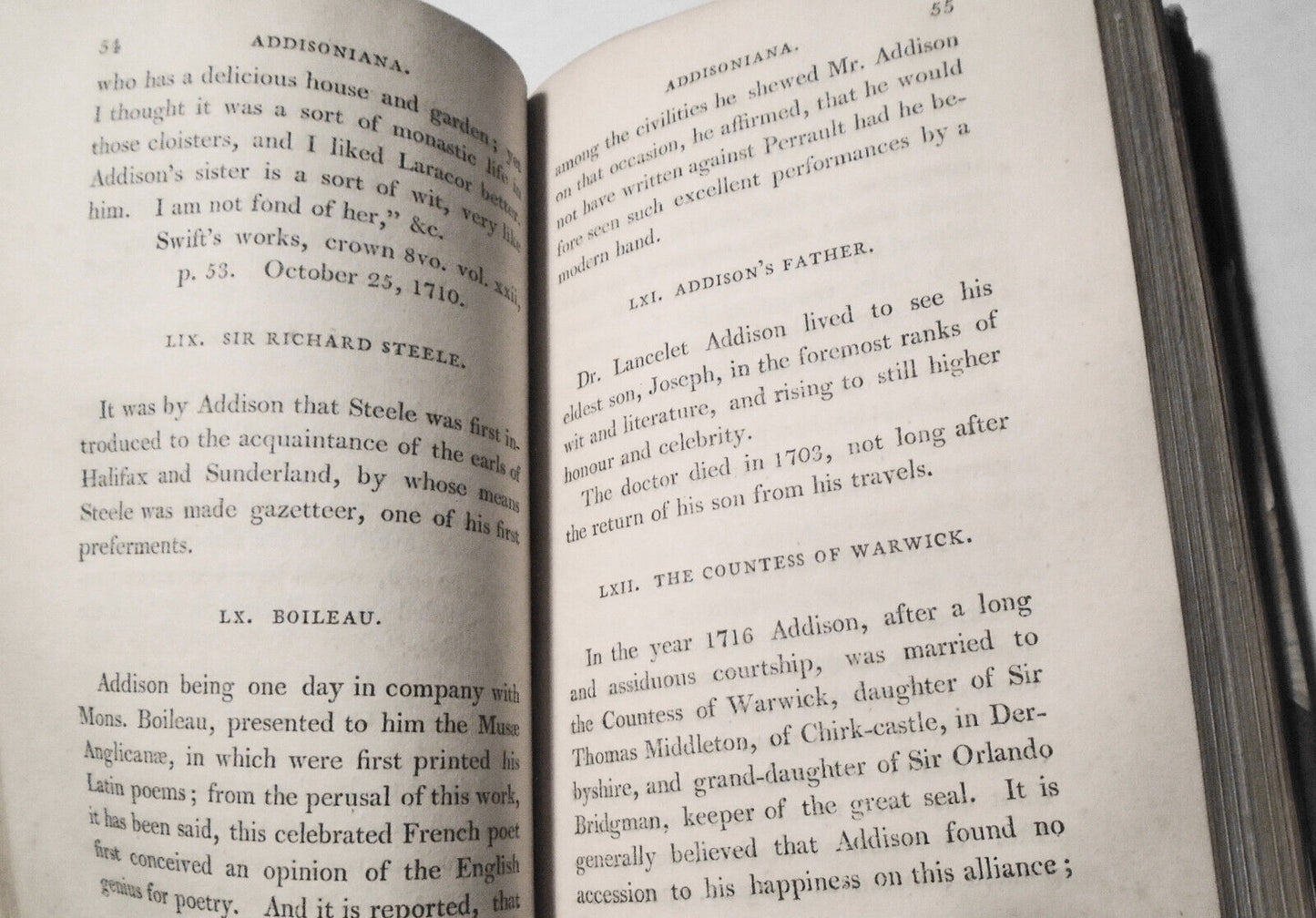 1803 Addisoniana - with sketch of life of Addison & 7 letters engraved - 2 vols.