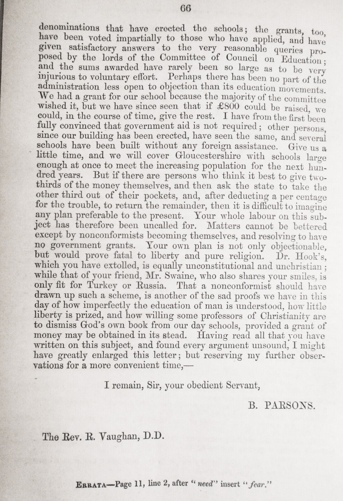 "Buy the Truth, and Sell It Not" Two Letters to Dr. Vaughan