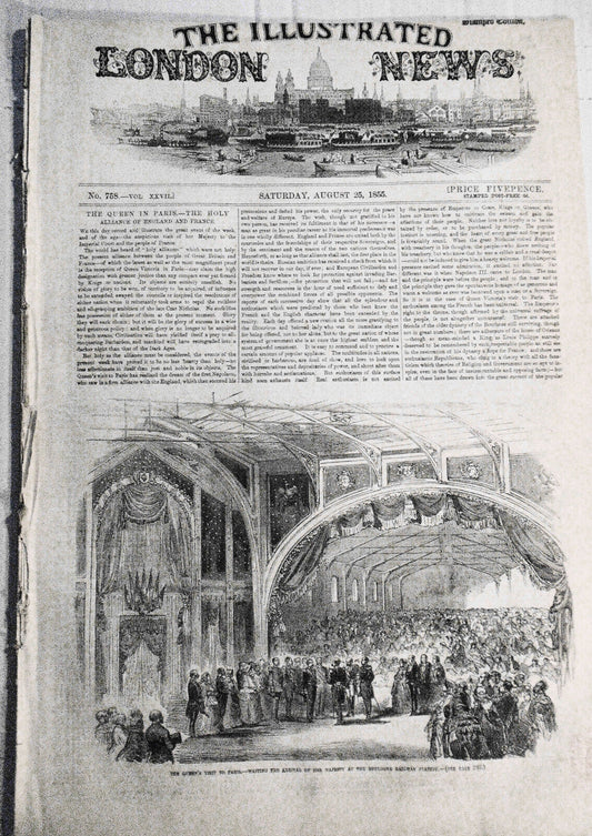 Queen Victoria's historic visit to Paris - Illustrated London News 1855 original