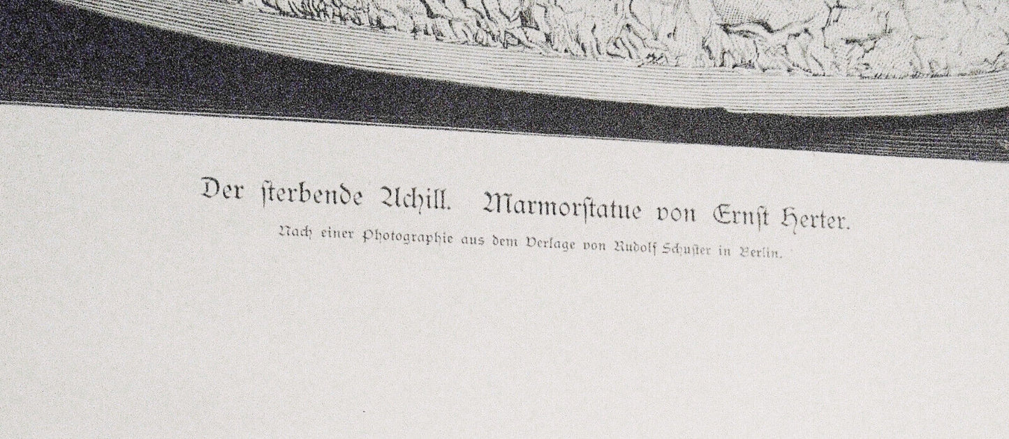Der sterbende Achill,  Ernst Herter -- 1886 - Original antique print