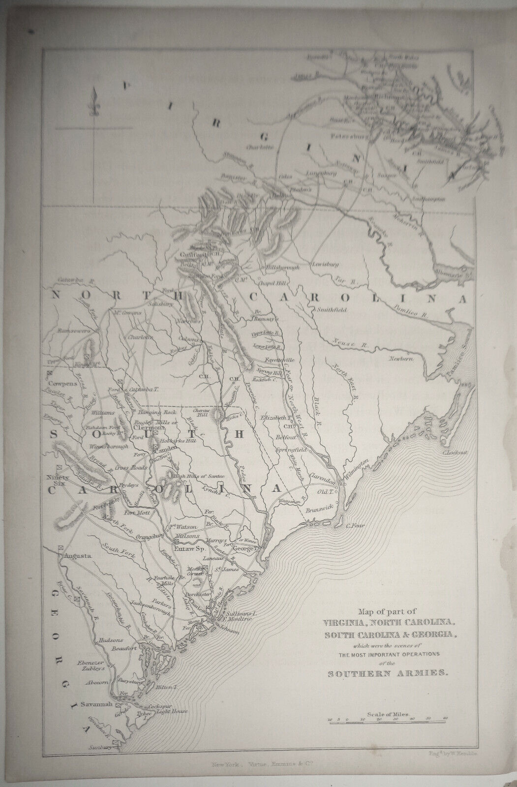 1860 Map of part of Virginia, North Carolina, South Carolina, & Georgia